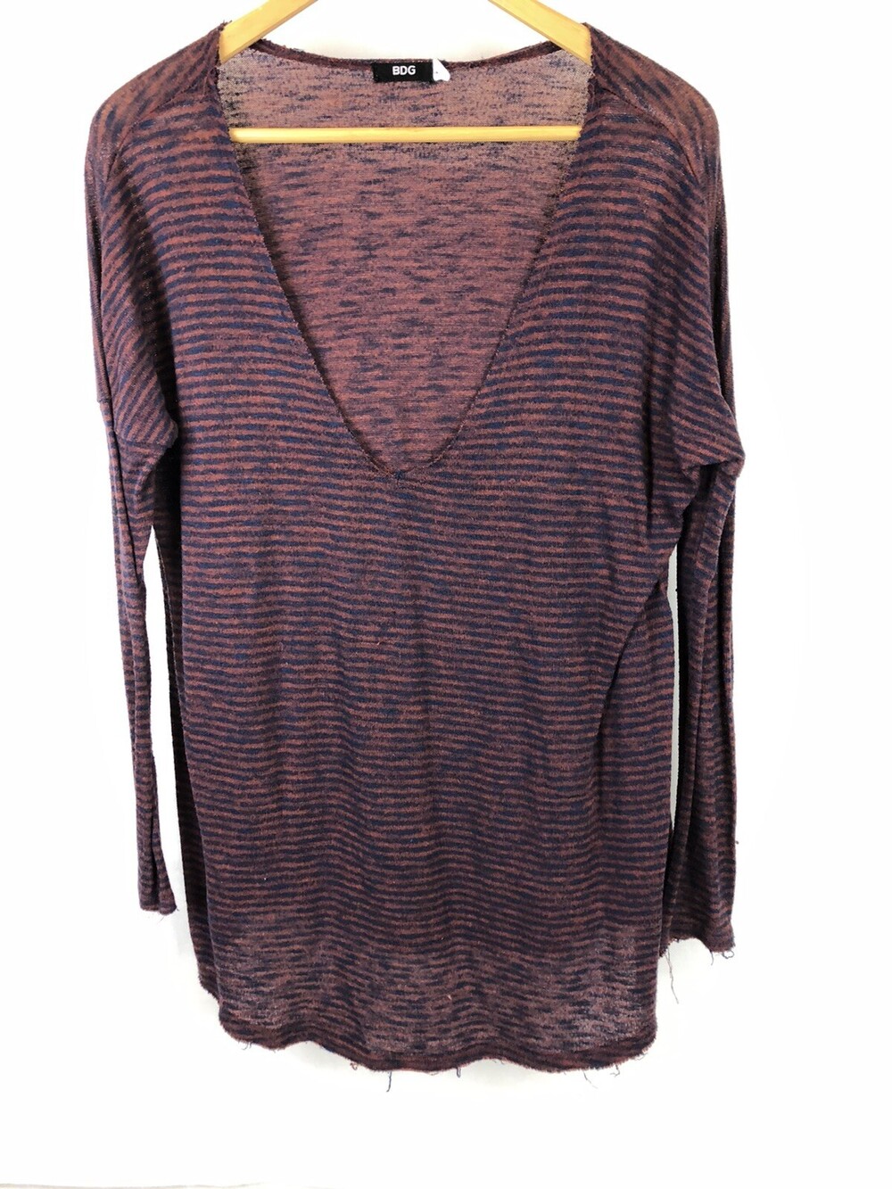 Urban Outfitters BDG Long Sleeve Womens M Striped Pullover Burgundy Knit Top